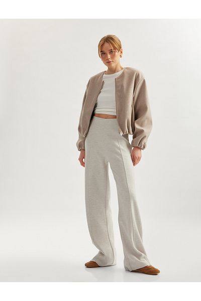 Koton Ribbed Detailed Straight Wide Leg Sweatpants