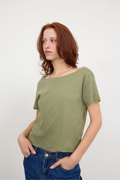 Addax Tricou de bază cu gât barcă - P1567-T5