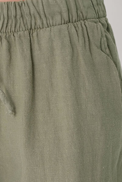 Addax Δεμένο λινό παντελόνι μέσης PN4991-PNN