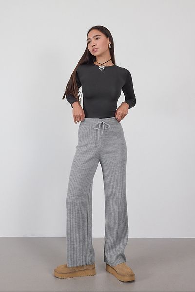 Addax Elastic Waist Front Tie Knitwear Pants Pn188-C3