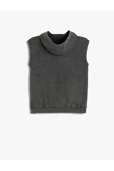 Koton Cotton Print Detail Sleeveless Oversize Sweatshirt