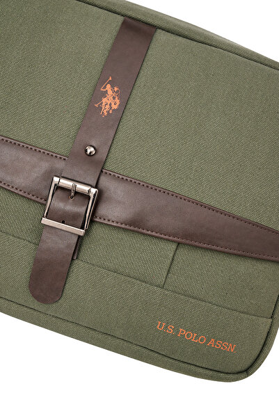 U.S. Polo Assn. U.S. Polo Assn 24544 Canvas Messenger Bag Laptop Compartment Shoulder Bag Khaki