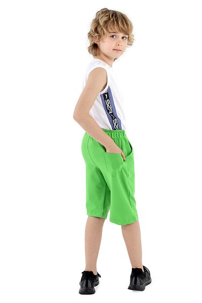 Slazenger شورتات للأولاد شورتات للأولاد باللون الأخضر شورتات قطنية ممشطة للأطفال
