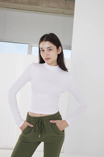 Addax Stand Collar Ribbed Modal Blouse B13322-n5