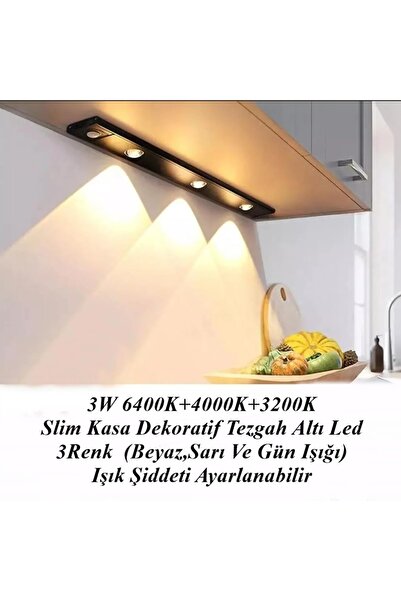 gaman Mutfak Tezgah Aydınlatması Şarjlı 3 Renk Hareket Sensörlü Dolap Içi Lamba Led Bar 40Cm