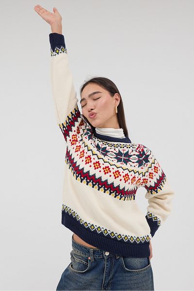 Addax Crew Neck Long Sleeve Patterned Knitwear Sweater K3311-D13