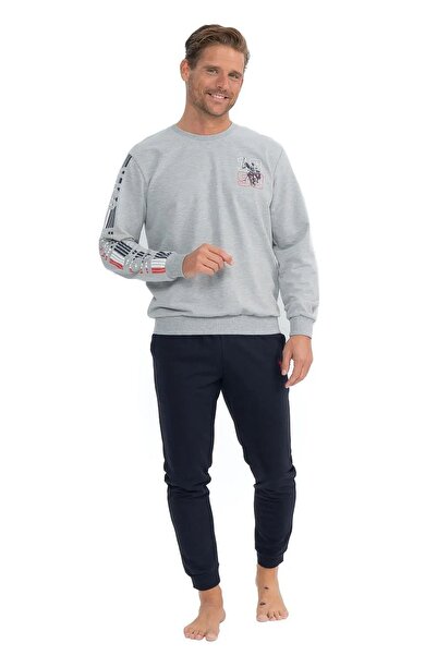 U.S. Polo Assn. Πόλο Ασν. 18820 Ανδρικό μακρυμάνικο στρογγυλό λαιμό με ελαστικά πόδια Άνετο σπίτι-γκριμελάνζ