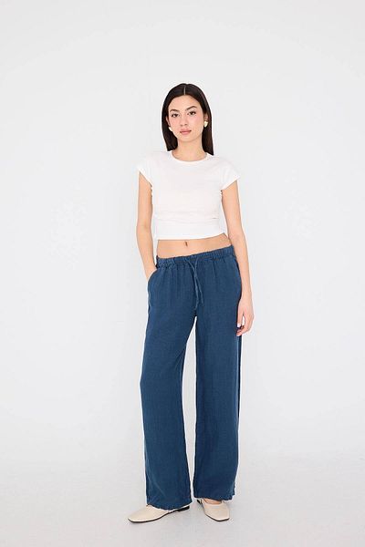 Addax Pantaloni de in cu cravată în talie Pn4991-pnn