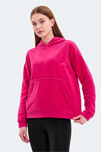 Slazenger SASSA IN Kadın Kapüşonlu Cepli Fuşya Polar