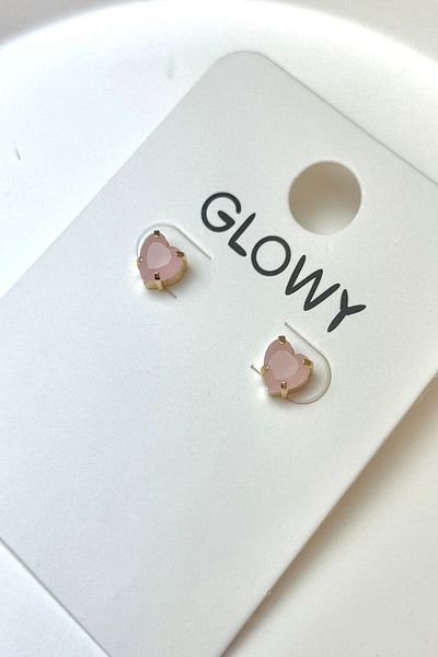 DEMOKAN Women's Earrings Zircon Stone Heart Model Small Earrings