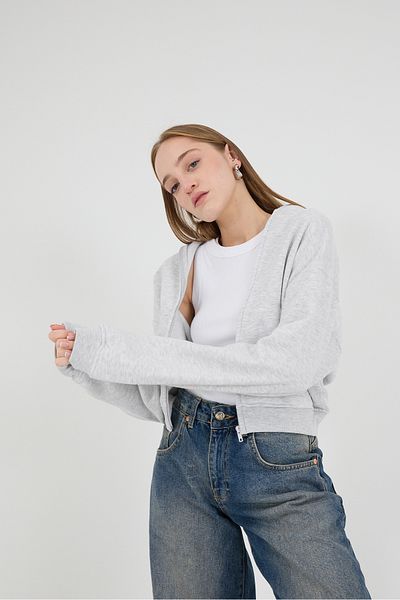 Addax Zippered Raised Sweatshirt - H1599-E8