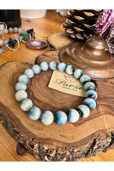 parze doğaltaş Blue Fine Glaserit Natural Stone Bracelet