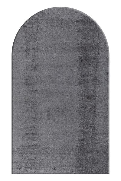 Enva Home Anthracite Long Prayer Plush Prayer Rug - Non-Slip Base and Washable Furry Overlock