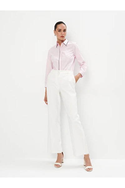 SELAZRA Nomi Gömlek Yaka Regular Fit Beyaz Renk Kadın Gömlek - 42, Pudra