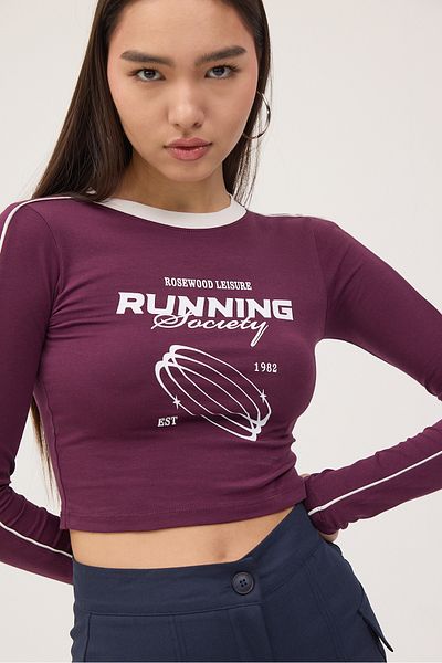 Addax Πλήρης λαιμόκοψη RUNNING εμπριμέ μπλούζα B1686-L6