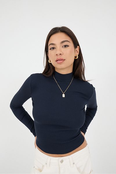 Addax Μπλούζα Stand Collar Ribbed Modal B13322-N5