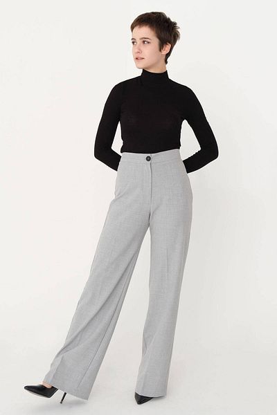 Addax High Waist Wide Leg Trousers Pn8130 - Dk14