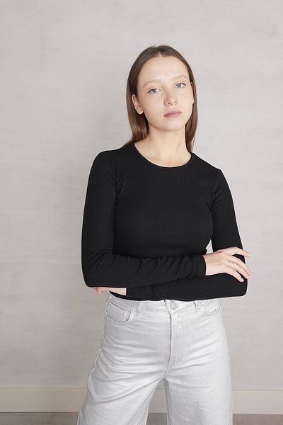 Addax Crew Neck Ribbed Modal Blouse B13342-n3