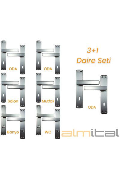 almital mobilya aksesuarları furniture accessories Lusso Inox 5 Pieces Room 2 Pieces Wc Mirrored Door Handle Set