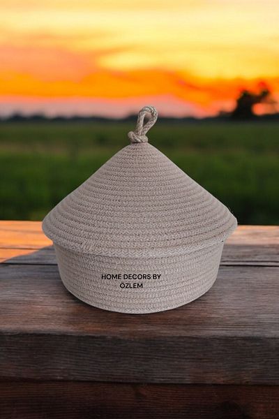 home decors by özlem Covered Wicker Basket Organizer Basket Set Gift-20X7 cm