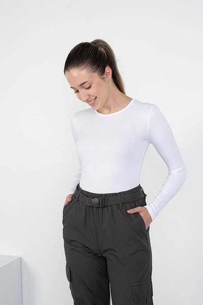 Addax Crew Neck Ribbed Modal Blouse B13342-n3