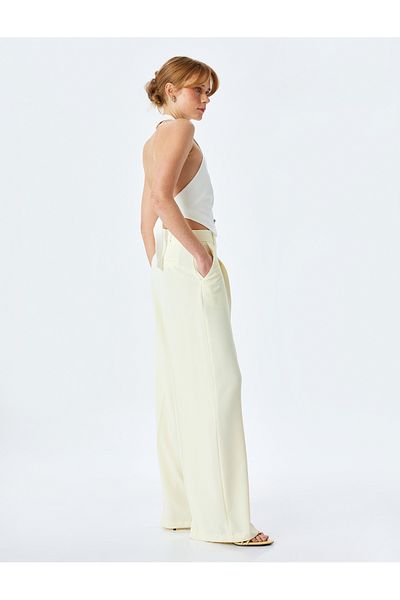 Koton Crepe Fabric High Waist Palazzo Pants with Pockets