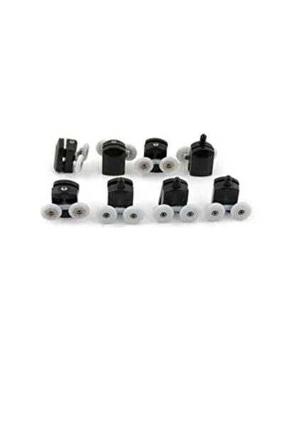 Filo 8'li Siyah Cam Duşakabin Tekerleği Çiftli Takım 8'Li Parça 22 mm