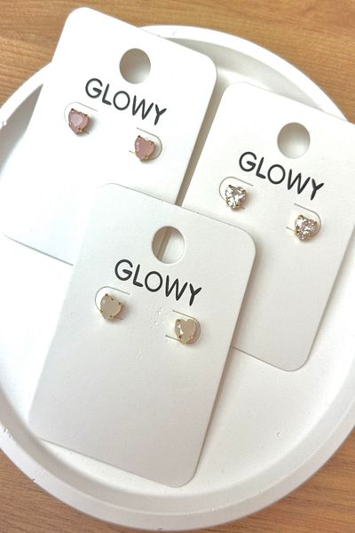 DEMOKAN Women's Earrings Zircon Stone Heart Model Small Earrings