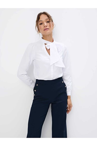 SELAZRA Raqva Şal Yaka Regular Fit Beyaz Renk Gömlek - 40, Beyaz
