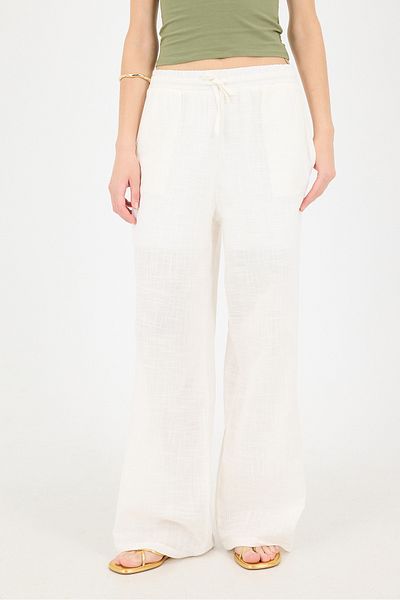 Addax Wide Leg Trousers - Elastic Waist and Pocket Pn58800-Pnl
