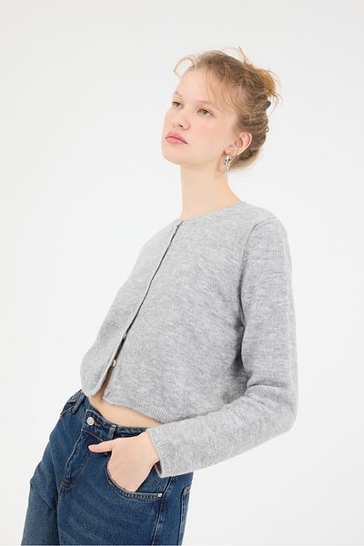 Addax Crew Neck Buttoned Knitwear Cardigan H3364-A10