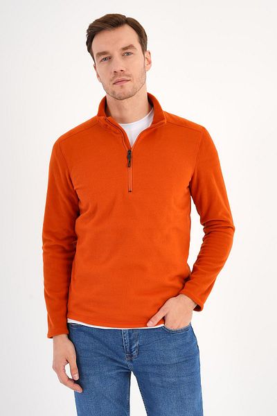 Deri Company Πορτοκαλί φούτερ Fleece Ανδρικός γιακάς