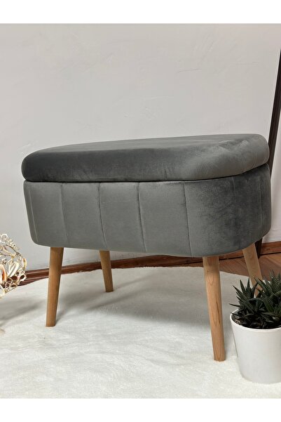 KOKİ DESİGN MİNİ OSLO Babyface Antrasit Çok Amaçlı Sandıklı Dekoratif Bench Puf