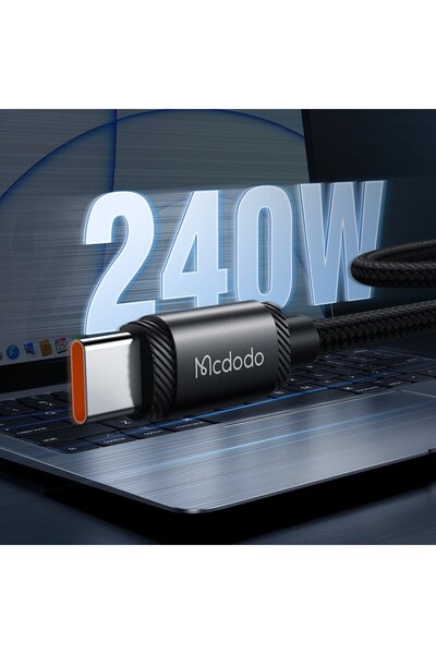 Mcdodo CA-3681 240W TYPE C TO TYPE C ŞARJ KABLOSU - SİYAH 2M