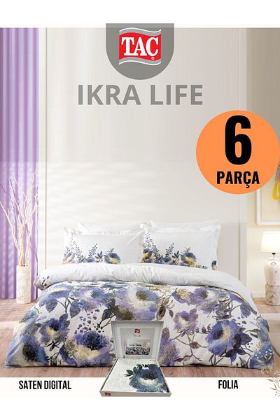 Taç FOLIA DUVET COVER SET DOUBLE DIGITAL SATIN
