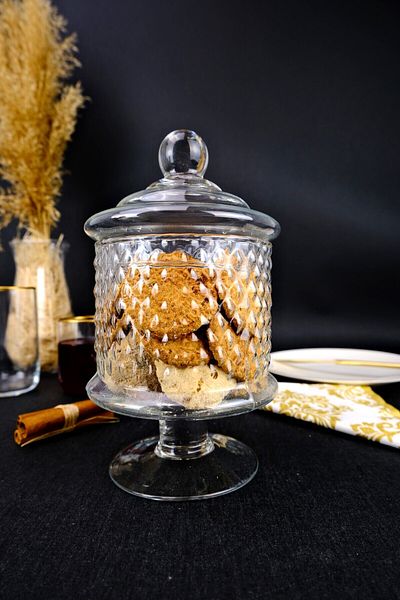 Unique 23 cm Glass Lid Standing Presentation and Cookie Holder - C1-1-276