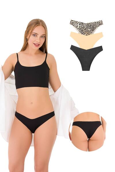 Newlilla 330-S Women's Seamless Laser String Brazilian Panties Pack V3-330