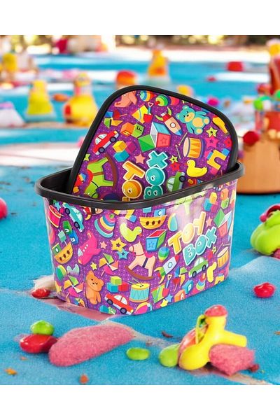 biedda 50 Liters 1 Piece Toy Box Mega Size Plastic Multi-Purpose Patterned Toy Storage Container and Organization Box