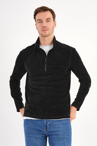 Deri Company Μαύρο φούτερ Fleece Ανδρικός γιακάς