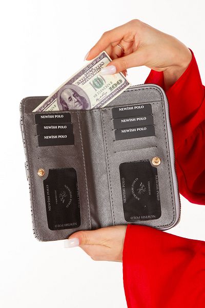 Newish Women's Patterned Vegan Leather Wallet with Card Holder and Paper Money Compartment Stylish