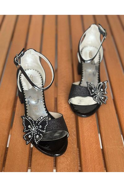 Surpie Shoes Pantofi cu toc pentru fete, pantofi cu toc cu detaliu fluture