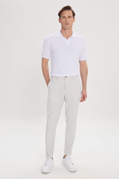 ALTINYILDIZ CLASSICS Men's Stone Slim Fit Narrow Cut Casual Trousers with Elastic Waist Side Pocket