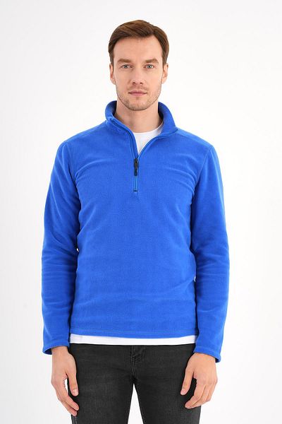Deri Company Μπλε φούτερ Fleece Ανδρικός γιακάς