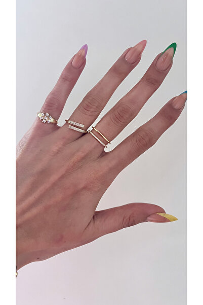 NAİFTAKIAKSESUAR Kadın Altın Renk Ayarlanabilir Serçe Parmak Yüzüğü