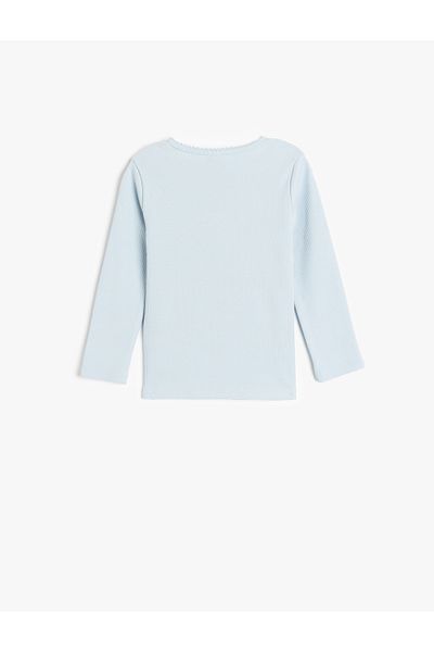 Koton Tricou de bază cu mânecă lungă, cu broderie florală din bumbac
