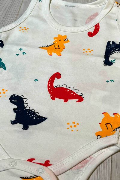 peki baby&kids Add 5 Pay 4 Girl Boy Baby Cotton Dino Badi Bodysuit with Snaps on the Bottom Gift Jumpsuit 17013