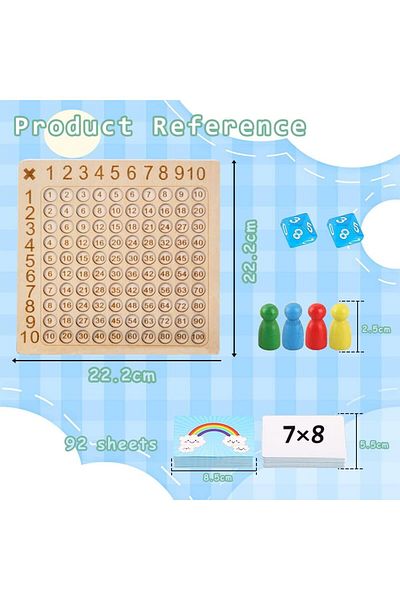 AWH Montessori Multiplication Board, Wooden Counting Toy, Fun Calculation Game for Children