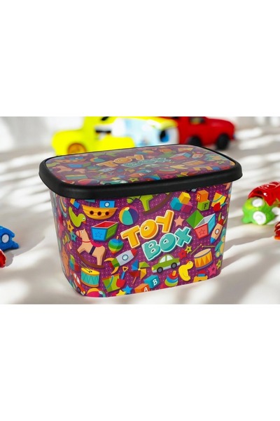 biedda 50 Litre 1 Adet Toy Box Mega Boy Plastik Çok Amaçlı Desenli Oyuncak Saklama Kabı ve Düzenleme Kutusu