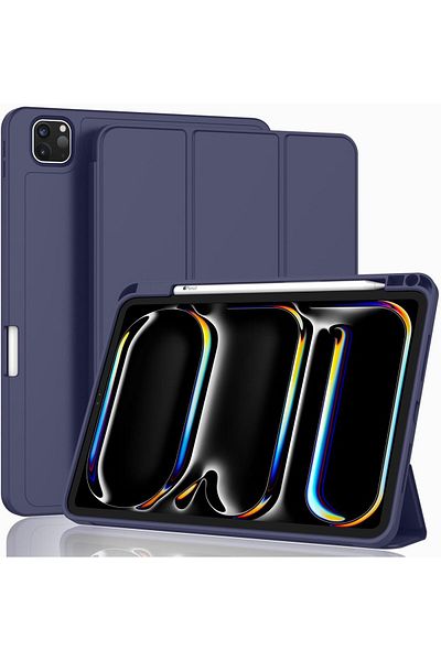 AWH New iPad Pro 13 Inch Case M4 (2024 Model, 7th Gen.) with Pencil Holder, Support Touch ID, Navy Blue