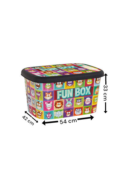 biedda 50 Litre 1 Adet Mega Boy Plastik Çok Amaçlı Desenli Oyuncak Saklama Kabı ve Düzenleme Kutusu